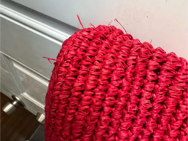 American Eagle Red Raffia Straw Tote Bag Woven Beach Summer Boho Handbag - Image 2