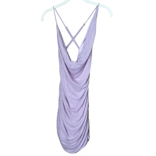 White Fox Barbie Girl Mini Dress Lilac Size Medium Glitter Party Homecoming Prom - Image 2