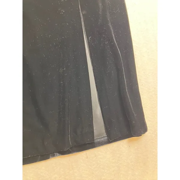 R&K Evenings Velvet Maxi Skirt Womens 12 Black Excellent High‎ Slit Vintage 90s - Image 4