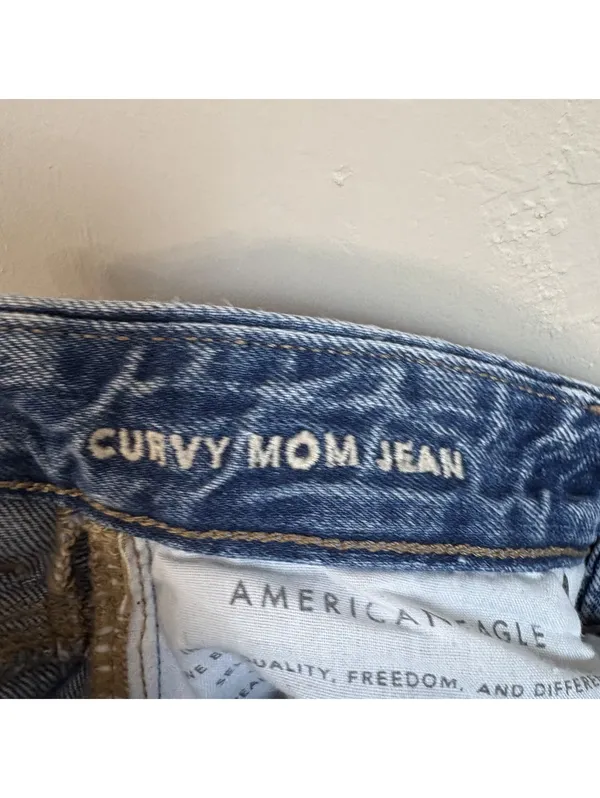 American Eagle Curvy Mom Jean Distressed Acid Wash High Rise Jeans Size 0 - Image 5