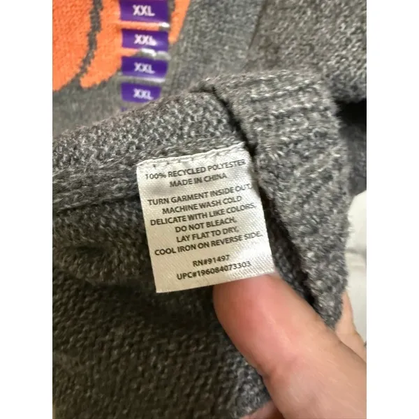 State of Mine Womens Pumpkin Graphic Sweater‎ Gray Orange XXL Fall Halloween New - Image 6
