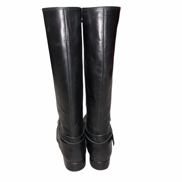 Frye Melissa Belted Black Leather Tall Riding Boots Shoes size 6 - Image 5
