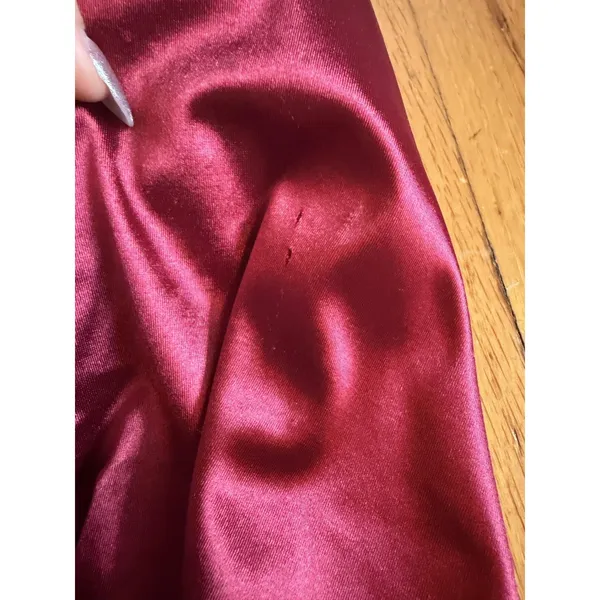 Lulus Red Satin V Neck Strappy Side Slit Maxi Formal Gown - Image 4