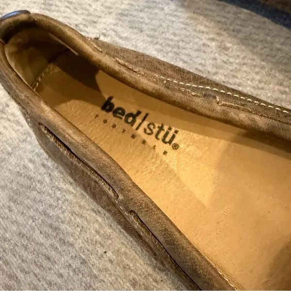 BED STU Tan Brown Distressed Leather Penny Loafers Moccasins 7 - Image 8