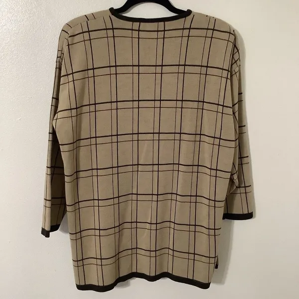 Vintage Old‎ Money Sweater Small 90s Plaid Preppy English Countryside Academia - Image 2