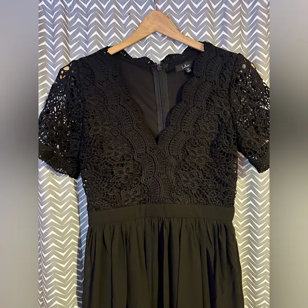Lulus | Angel in Disguise Black Lace Skater Dress, Size M - Image 5