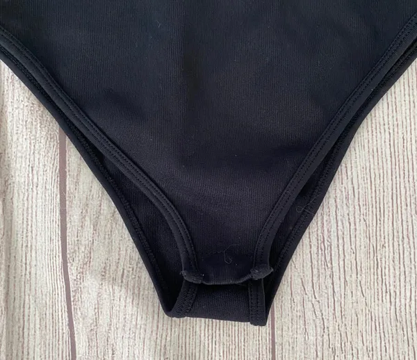 Bodysuit women S scoopneck Longsleeve fitted black - Image 2
