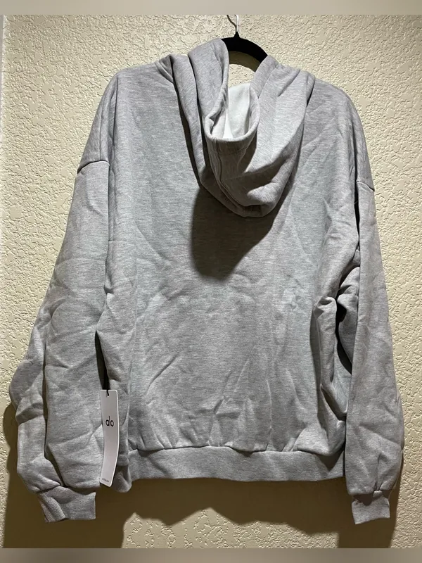 ALO Yoga NWT Accolade Full Zip Hoodie Athletic Heather Grey Relaxed Fit Size L - Image 5