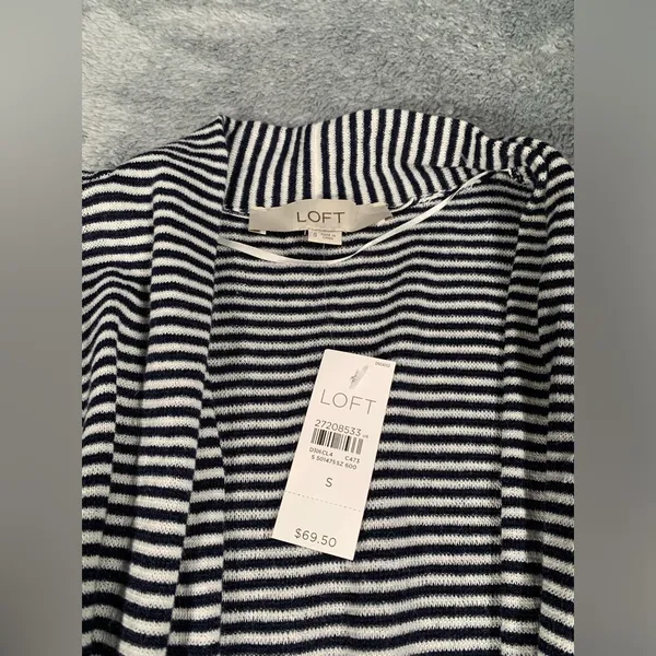 NWT Loft cardigan Black and White Striped sweater small MSRP$70 - Image 2