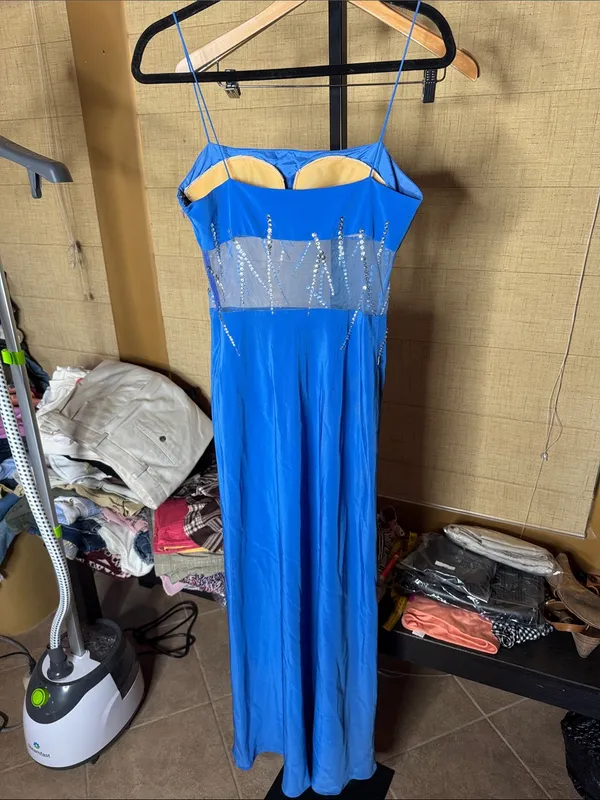Vintage NiteLine by Nahdree Blue Sequin Mesh Formal Gown Size 4 - Image 7