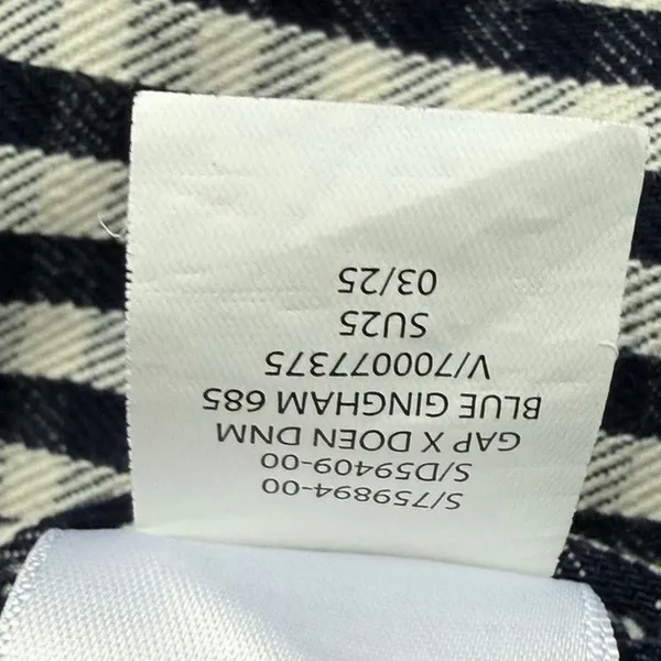 Gap x DOEN Gingham Denim Mini Shift Dress Navy Blue White Size 0 NWOT - Image 6