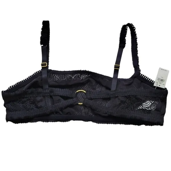 Aerie Black‎ Eyelet Lace Bralette Festival Layering Whimsigoth Lingerie Sheer- L - Image 3