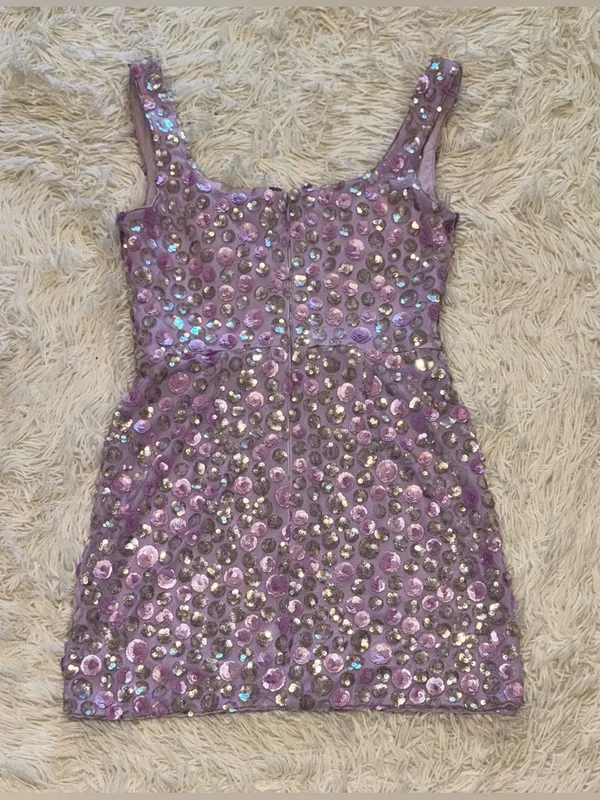 NEW Dress The Population Moxie Floral Sequins Embellished Minidress Sz M - Image 6