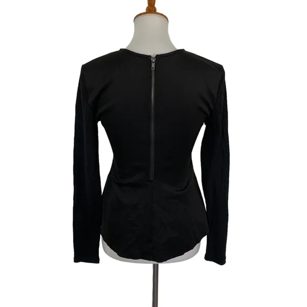 Urban Outfitters Silence Noise Womens Peplum Top Medium Black Long Sleeve Zip - Image 3