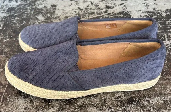Clarks Blue Leather Espadrille Slip On Shoes Size 10 - Image 2