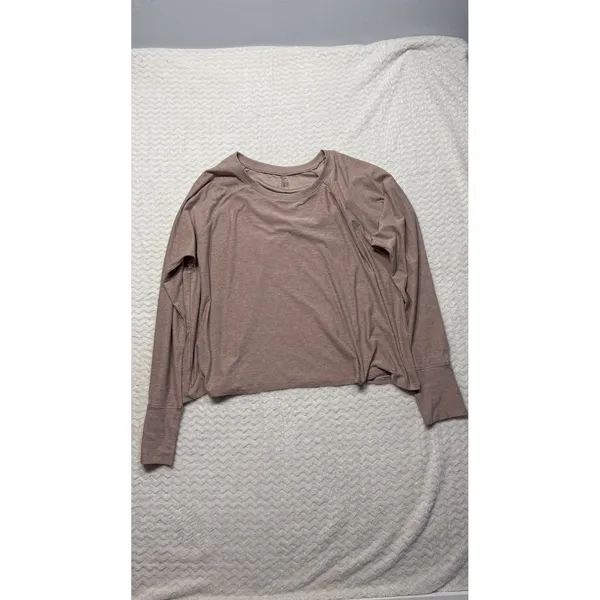 Beyond Yoga Womens Heathered Mauve Cropped Long Sleeve Raglan Top Medium M USA - Image 3