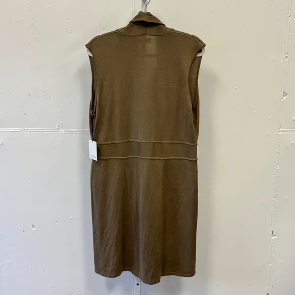 Calvin Klein Taupe Sleeveless Shawl Collar Sweater Dress CD2W1QAP XL - Image 2
