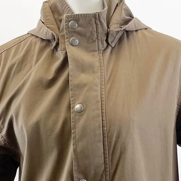 Club Monaco Womens Jacket‎ Hooded Lightweight Casual Utility 100% Cotton Brown S - Image 4