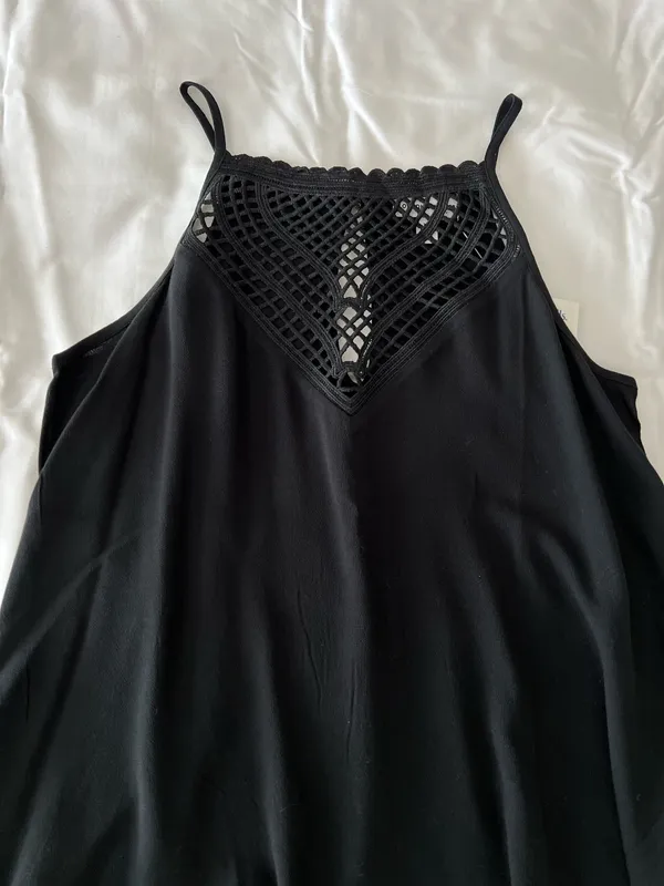 Black Crochet Detail Tank Top - Image 2