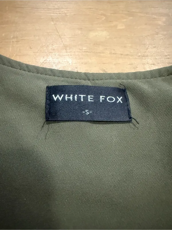 White Fox Olive Green Contrast Stitch Zip Front Corset Crop Top Size Small - Image 4