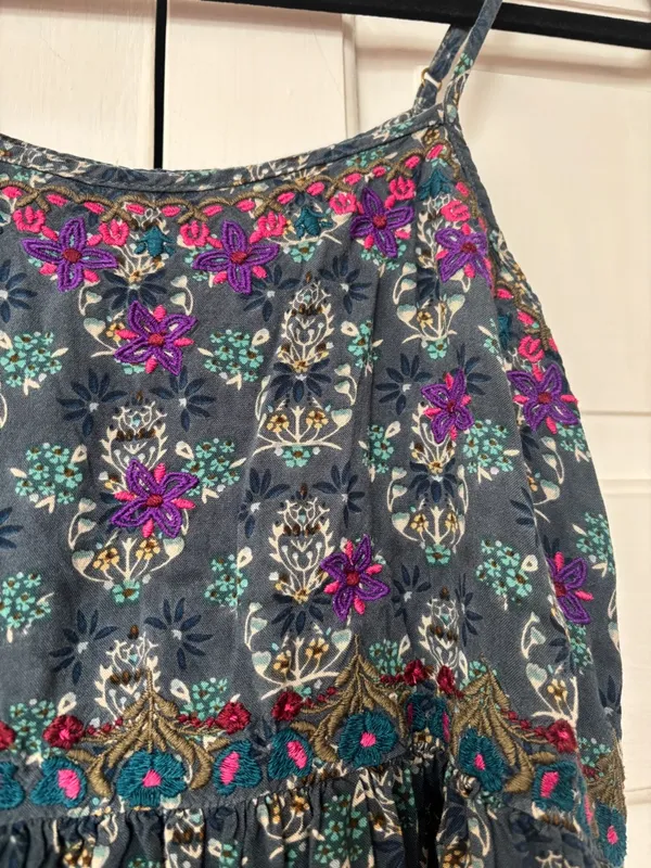 NATURAL LIFE Sara Embroidered Floral Mini Dress Dark Teal Medallion‎ Size XS - Image 8