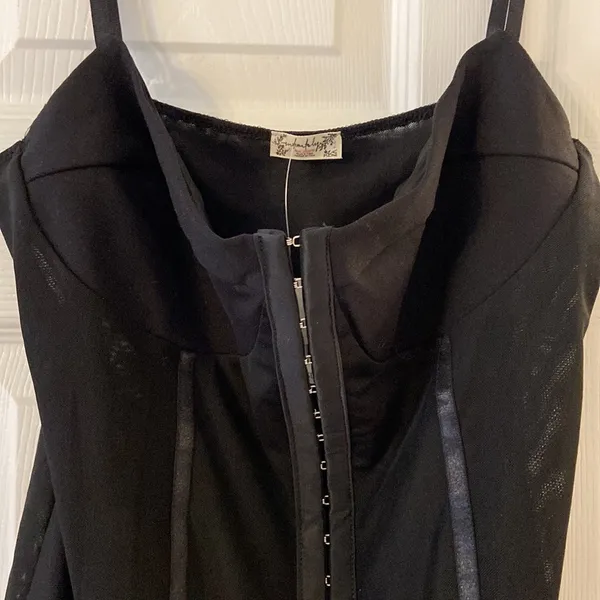 Free People Bodysuit size L color black adjustable stripes please see all photos - Image 2
