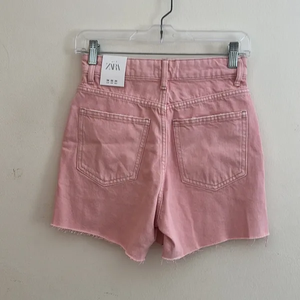 Zara | Pink High Rise Denim Shorts - Image 4