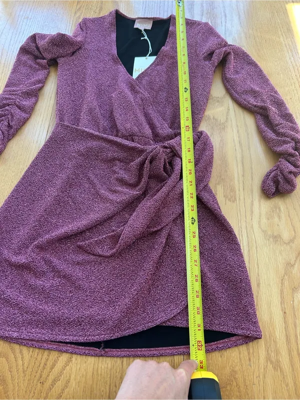 Show‎ Me Your Mumu Kimora Mini Dress S Pink Shimmy Shine Metallic Wrap NWT - Image 8