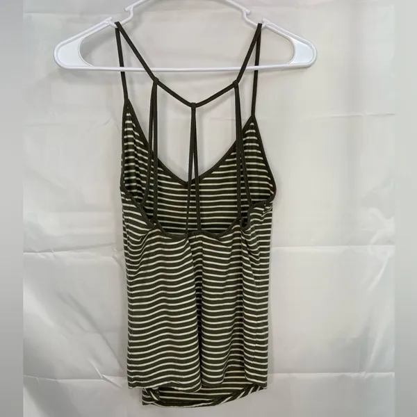 Derek Heart women’s green white strappy v-neck stretch casual tank top summer‎ M - Image 5