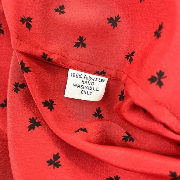 Vintage Adolfo‎ Saks Fifth Avenue Dress Maple Leaf Print Bow Secretary Mod S/M - Image 11