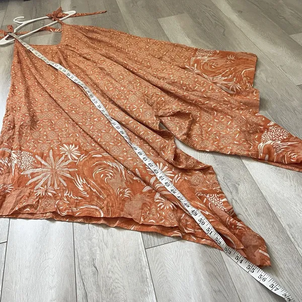 Free People Jumpsuit printed tie strap sleeveless harem womens Orange (medium) - Image 5