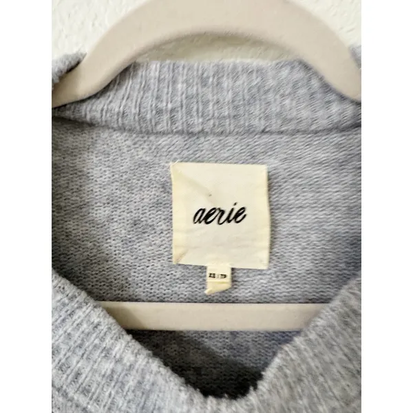 Aerie Gray Oversized Soft Knit Crewneck Sweater Women’s Medium - Image 4