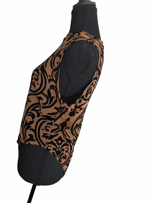 Women’s Mesh See Through Bodysuit Brown Size M - Image 4