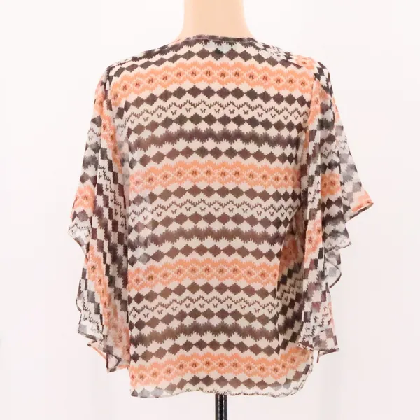 Southwestern Print Sheer Kimono Size S Lightweight Tie Front Cover Up Geometric - Image 2