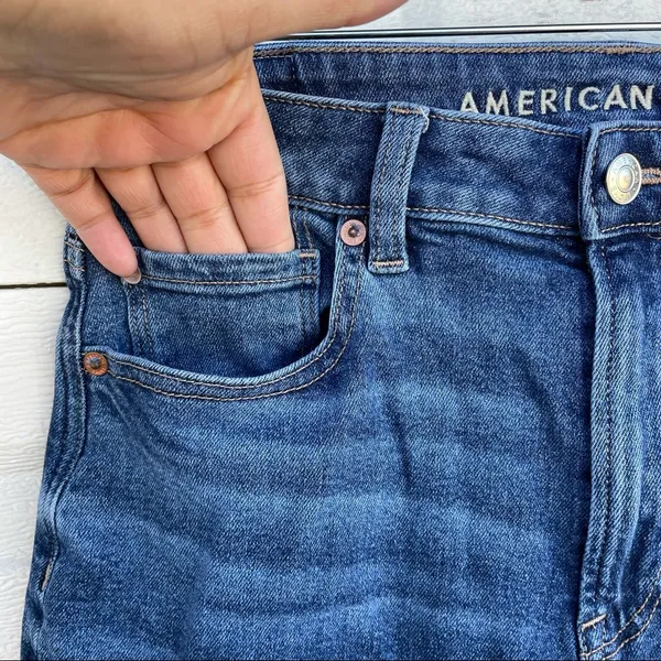 Jeans Mom Denim Stretch Blue 5 Pocket Size 8 American Eagle Women’s - Image 7