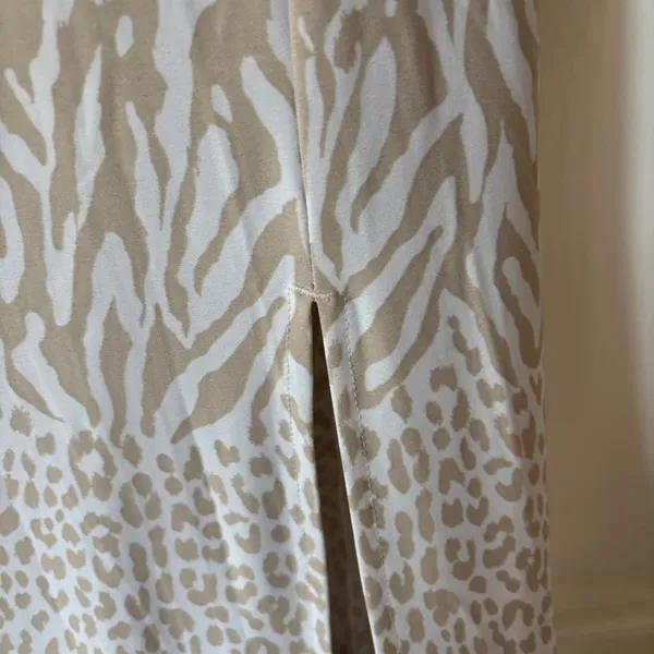 Chico’s Size 2 White‎ Tan Animal Print Maxi Skirt Slit Pull On Chicos Size Large - Image 7