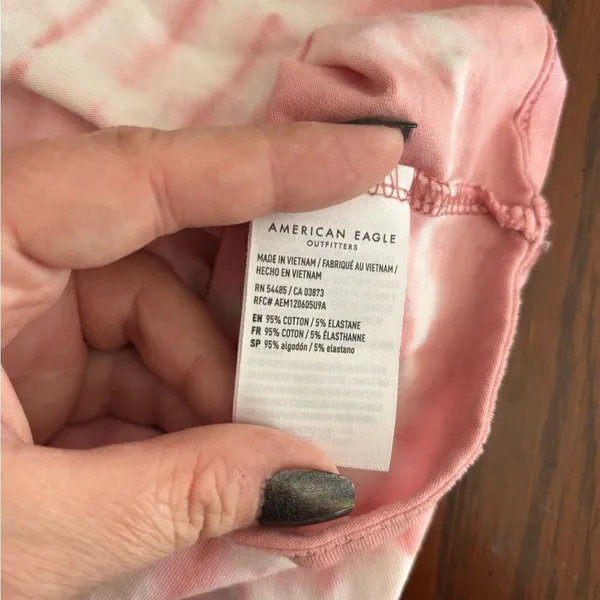 American Eagle AE Pink Tie Dye Crop Tank Spaghetti Strap XS Cotton - Image 4