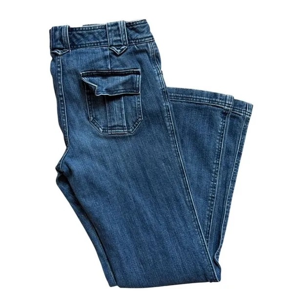 Womens Vintage Gap 2004 Y2K Dark Rinse Flare Leg Jeans - Sz 6R 6 Regular - Image 3
