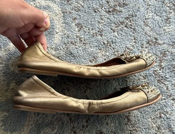 Sam Edelman Beatrix Egypt Spike Cap Toe Flats Gold 7 - Image 7