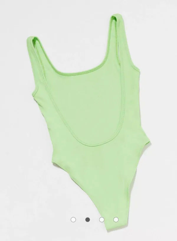 ASOS Pull & Bear Green Ribbed Bodysuit - Image 3