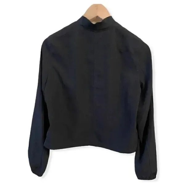 H&M Divided Black Minimalist Festival Bohemian Cropped Womens Jacket SZ 4 - Image 2