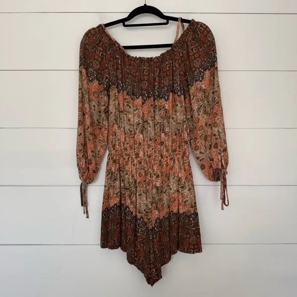 Free People Women’s Medium So Divine Romper Paisley Romper - Image 5