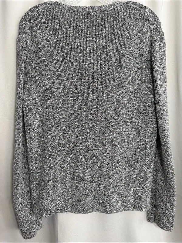 M.M. LAFLEUR The Butler Crewneck Sweater Knit Boucle Black White Medium - Image 3