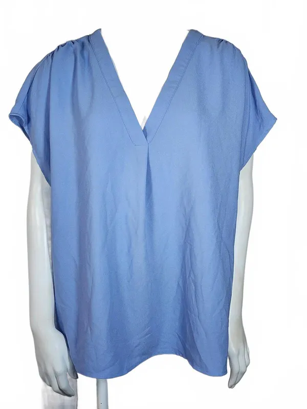Banana Republic Women's XXL Blue V-Neck Blouse - Image 3