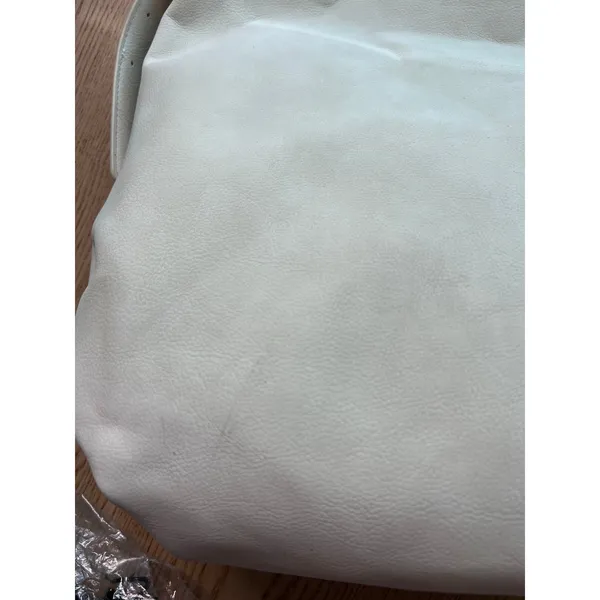 A New Day New Womens Universal Thread Faux Leather Look Handbag Purse Cream 15”x16” w/flaw - Image 9