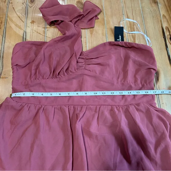 NWT Lulus Elevated Vision Rusty Rose One-Shoulder Tiered Maxi Dress - Image 9