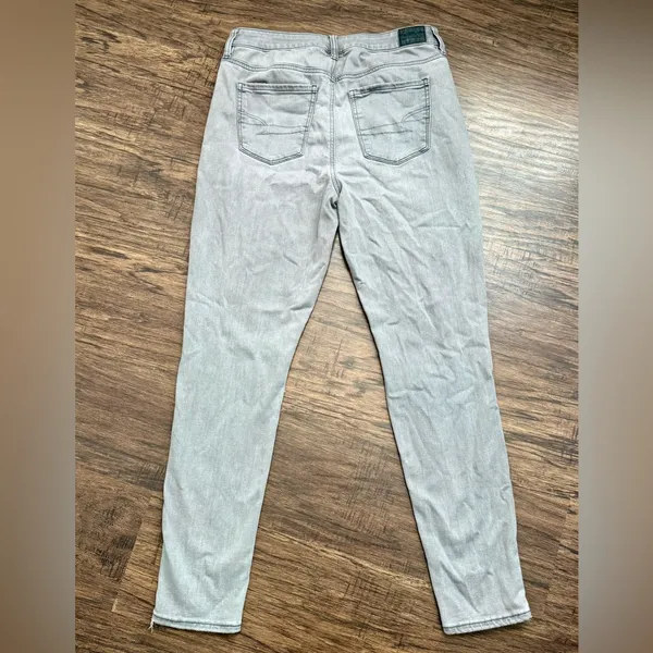 American Eagle Outfitters Women's Light Gray Ripped Skinny Jeans Sz‎ 6 - Image 3