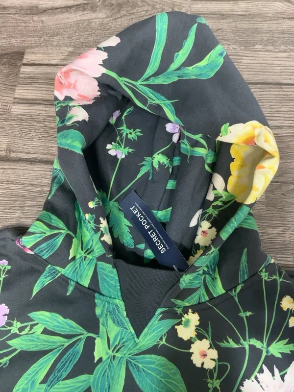 Gap Teen Floral Pullover Hoodie Size 18-20 Black Multicolor NWT - Image 7