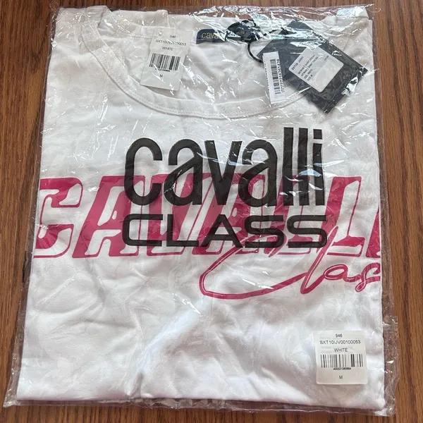 NWT Cavalli Class by Roberto Cavalli Logo T-Shirt Minidress White Size Medium - Image 3
