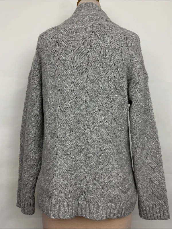 Joie Gray Cable Knit Mock Neck Sweater relaxed fit XL - Image 2